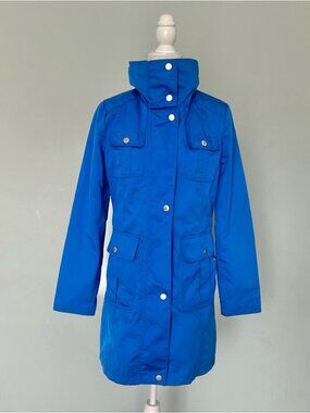 Blue trench rain coat